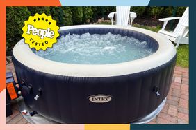 Intex PureSpa Plus 6-Person Portable Inflatable Hot Tub set up on patio