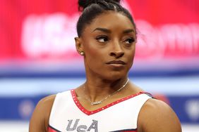 Simone Biles looks on prior to Day Four of the 2024 U.S. Olympic Team Gymnastics Trials at Target Center on June 30, 2024