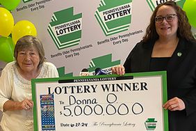 Winner Donna Osborne and PA Lottery Deputy Director of Corporate Sales Staci Coombs.