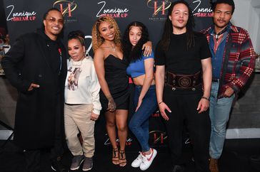 T.I., Tameka Harris, Zonnique Pullins, Deyjah Harris, Domani Harris and Messiah Harris attend Zonnique's "The Break Up" EP Release Party on March 22, 2023