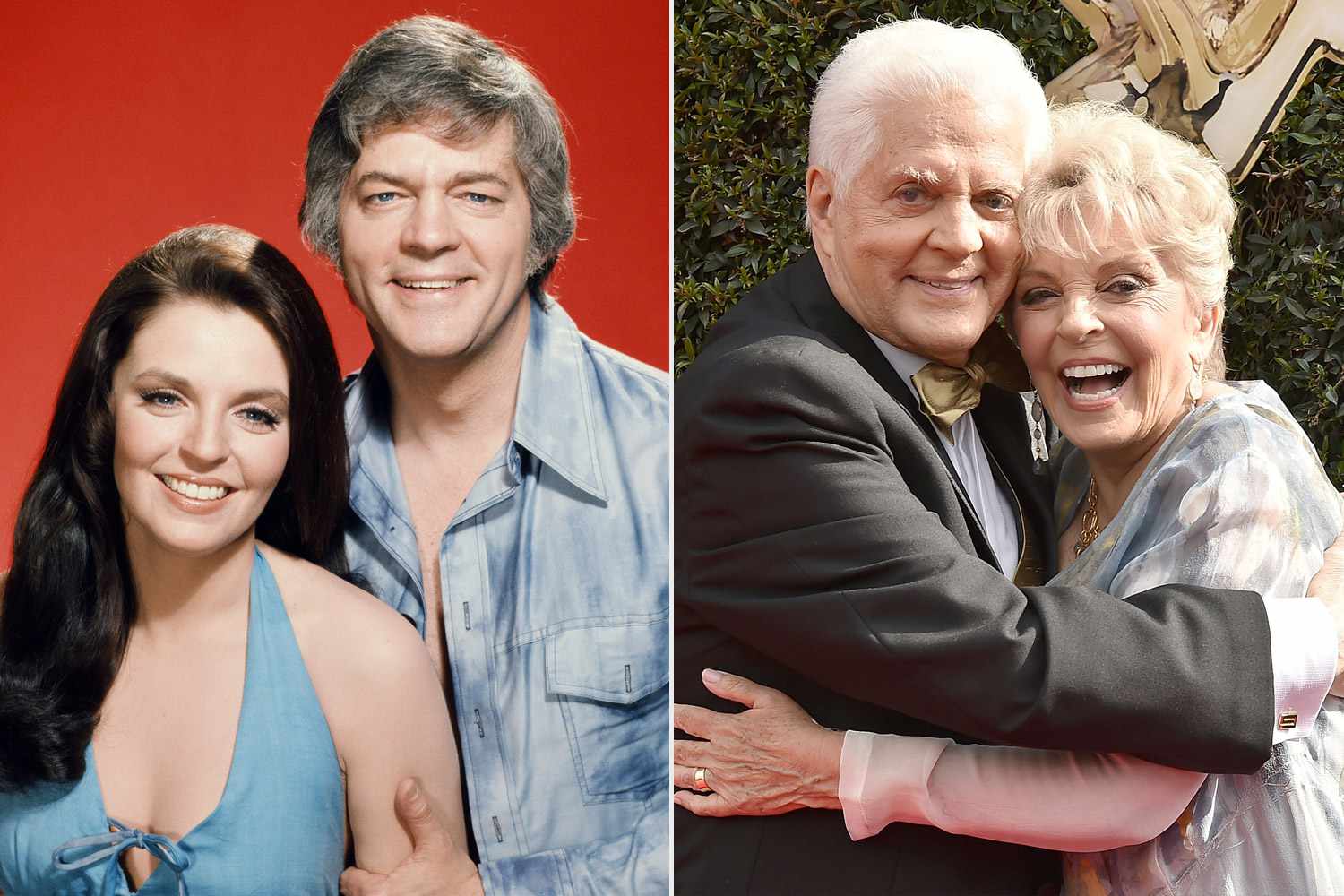 DAYS OF OUR LIVES -- Season 8 -- Pictured: (l-r) Susan Seaforth Hayes as Julie Williams, Bill Hayes as Doug Williams -- (Photo by: Herb Ball/NBCU Photo Bank/NBCUniversal via Getty Images via Getty Images); PASADENA, CA - APRIL 29: Bill Hayes and Susan Seaforth Hayes attend the 2018 Daytime Emmy Awards Arrivals at Pasadena Civic Auditorium on April 29, 2018 in Pasadena, California. (Photo by David Crotty/Patrick McMullan via Getty Images)