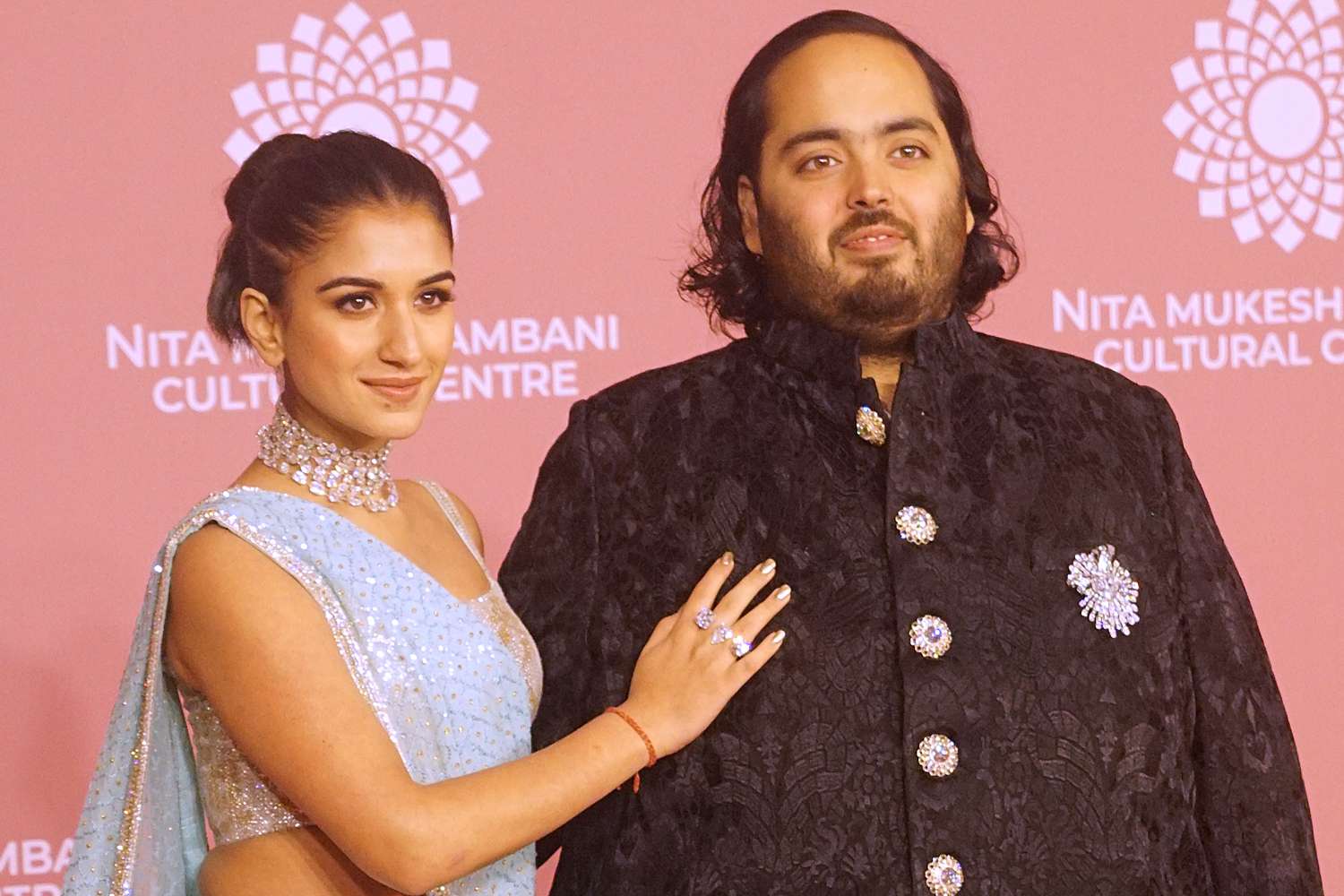 Radhika Merchant and Anant Ambani attend the launch of Nita Mukesh Ambani Cultural Centre (NMACC) on April 01, 2023 in Mumbai, India