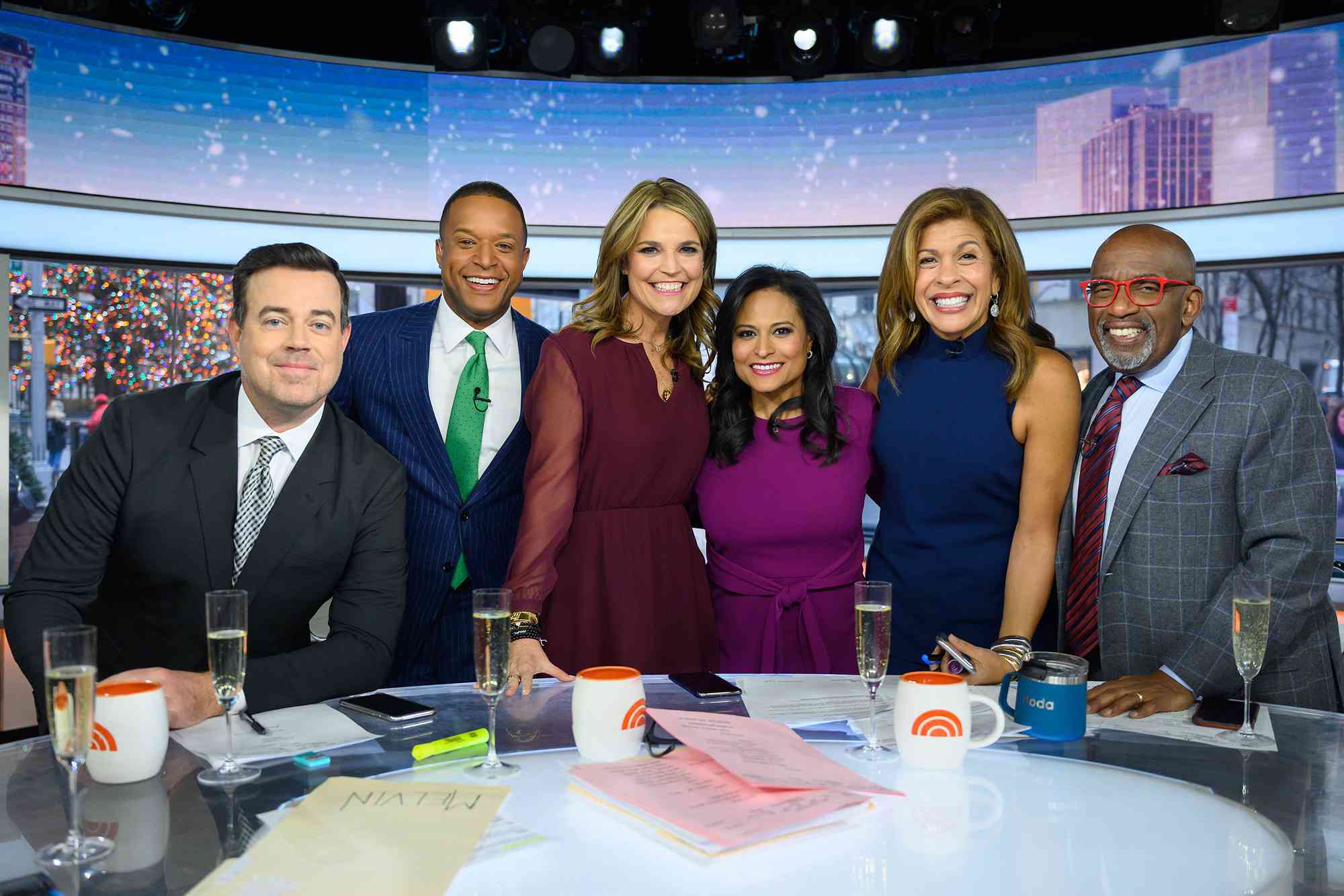 Carson Daly, Craig Melvin, Savannah Guthrie, Hoda Kotb, Al Roker and Kristen Welker on Friday, January 10, 2020