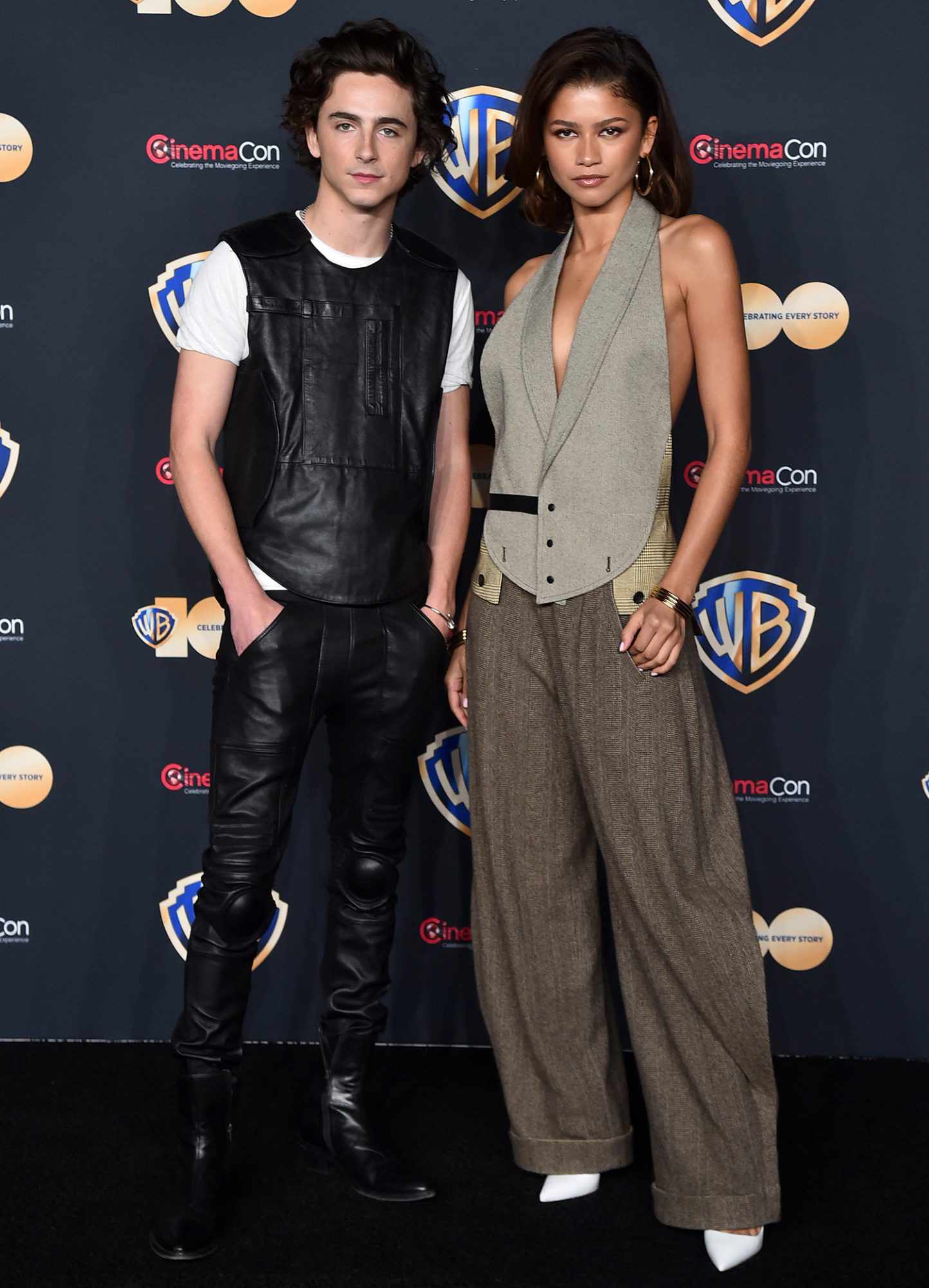 TimothÃ©e Chalamet and Zendaya attend the State of the Industry and Warner Bros. Pictures Presentation at The Colosseum at Caesars Palace during CinemaCon