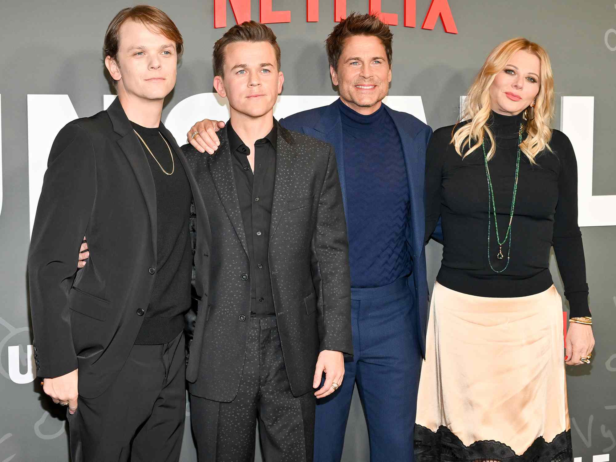 Matthew Edward Lowe, John Owen Lowe, Rob Lowe and Sheryl Berkoff at the premiere of "Unstable" 