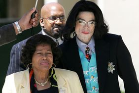 Michael Jackson leaves the Santa Barbara County Courthouse with his mother Katherine Jackson on April 21, 2005.