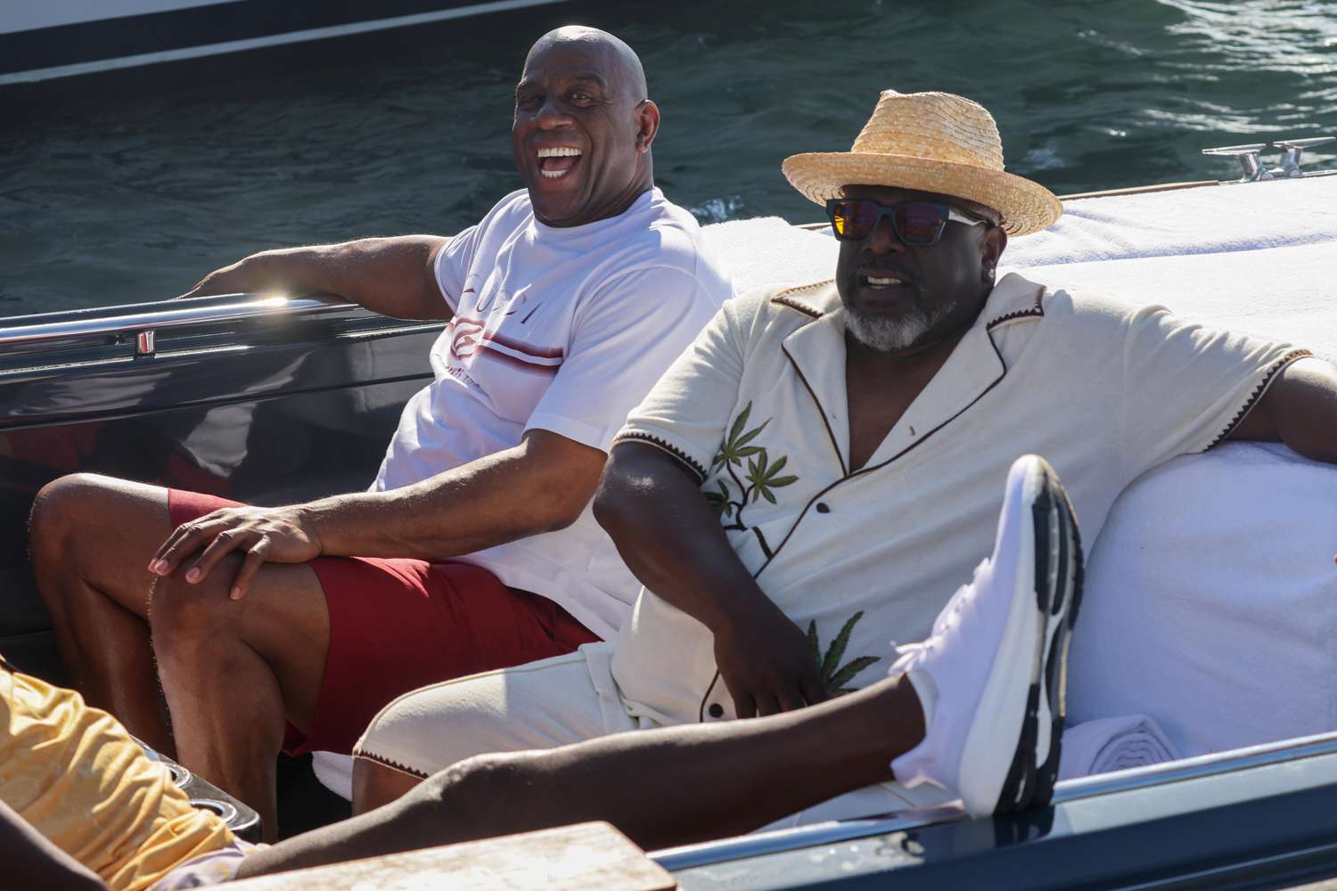 Samuel L. Jackson and Magic Johnson are seen in Saint-Tropez, France on July 7th, 2024