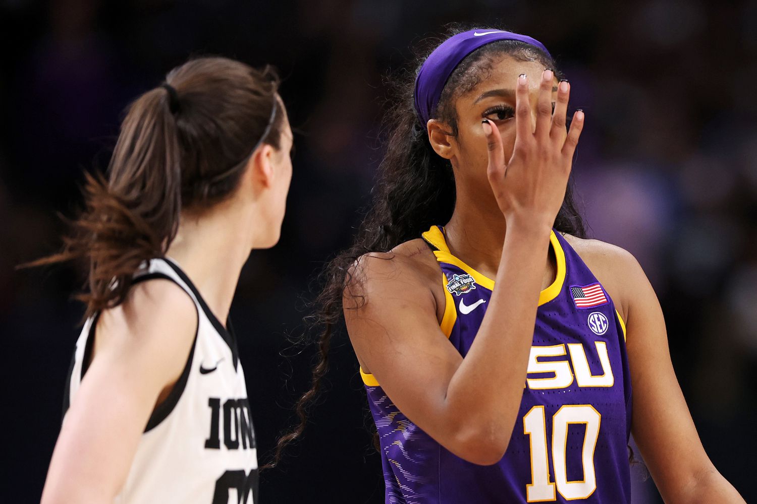 LSU's Angel Reese Responds to Critics, Taunts Iowa's Caitlin Clark with Her Own Hand Motion