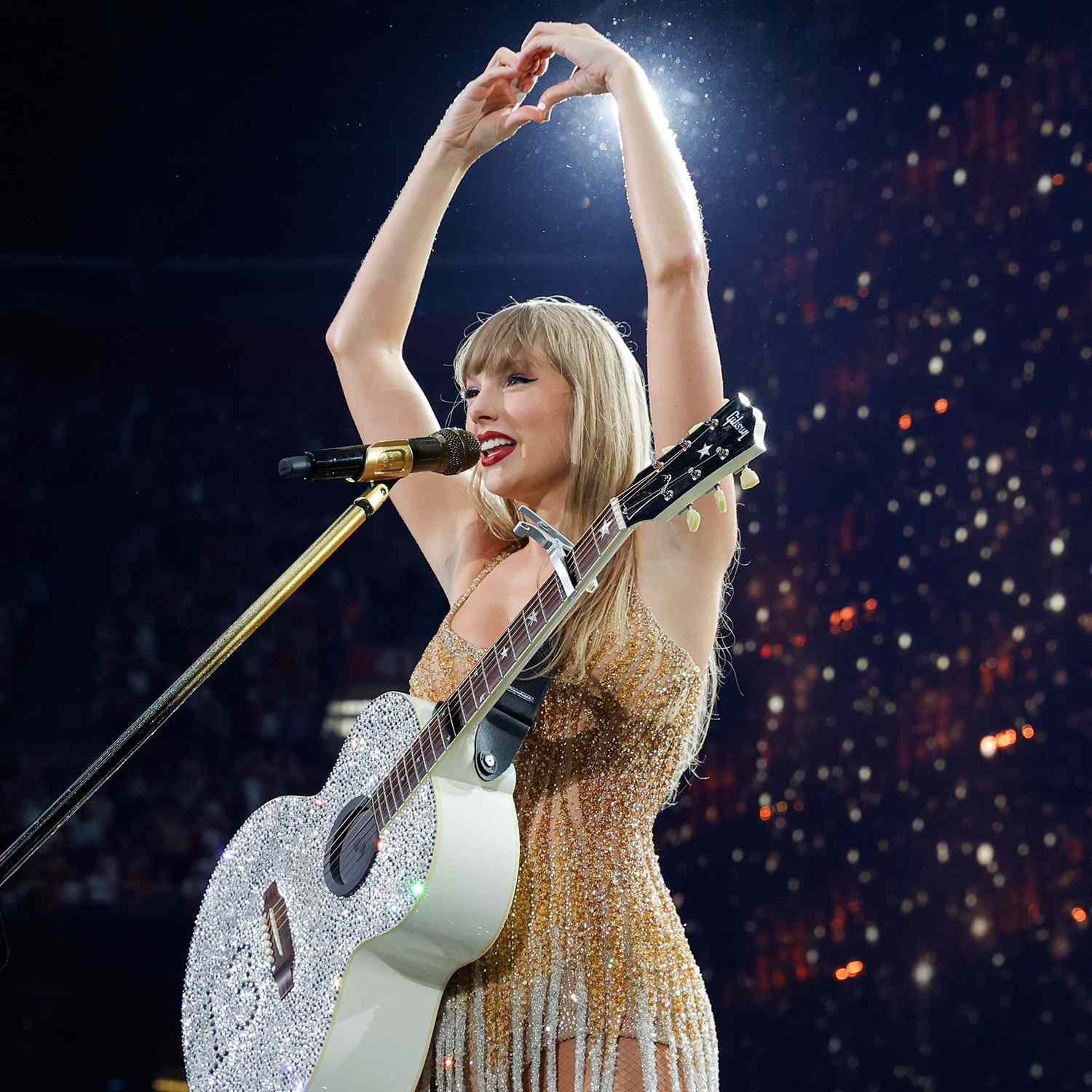 Taylor Swift performs onstage during "Taylor Swift | The Eras Tour" at Johan Cruijff Arena on July 05, 2024 in Amsterdam, Netherlands. 