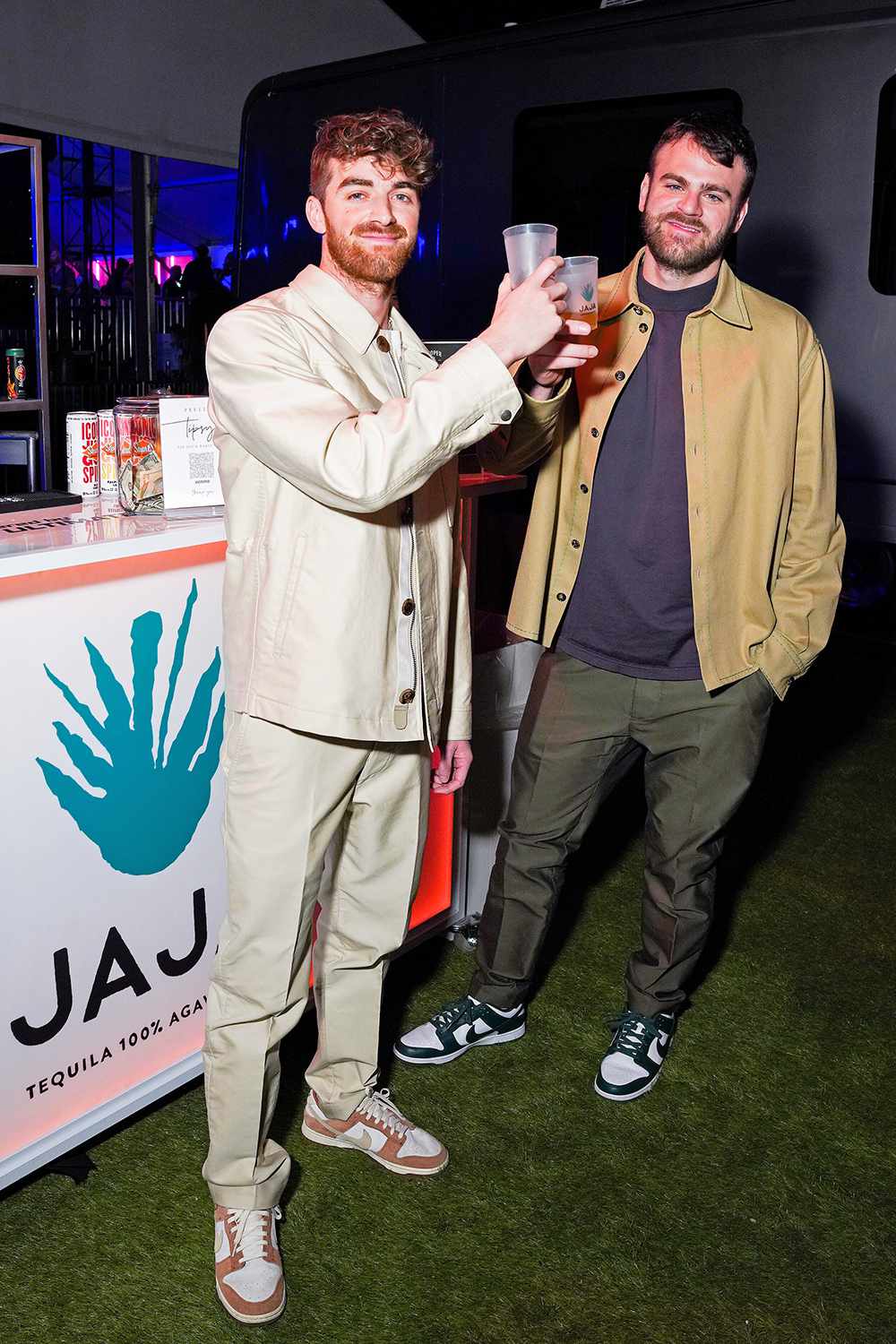 Andrew Taggart and Alex Pall of The Chainsmokers attend The Chainsmokers and JAJA Tequila celebrate Big Game Weekend at the MaximBet Music at The Market powered by DirecTV at City Market on February 12, 2022 in Los Angeles, California.