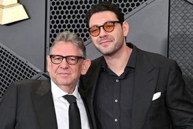 Lucian Grainge and Elliot Grainge attend the 66th GRAMMY Awards on February 04, 2024 in Los Angeles, California.