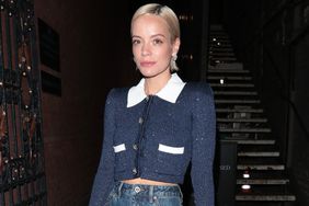 English Singer Lily Allen is seen leaving The Duke of York Theatre in London from the production of 'The Pillowman' in London