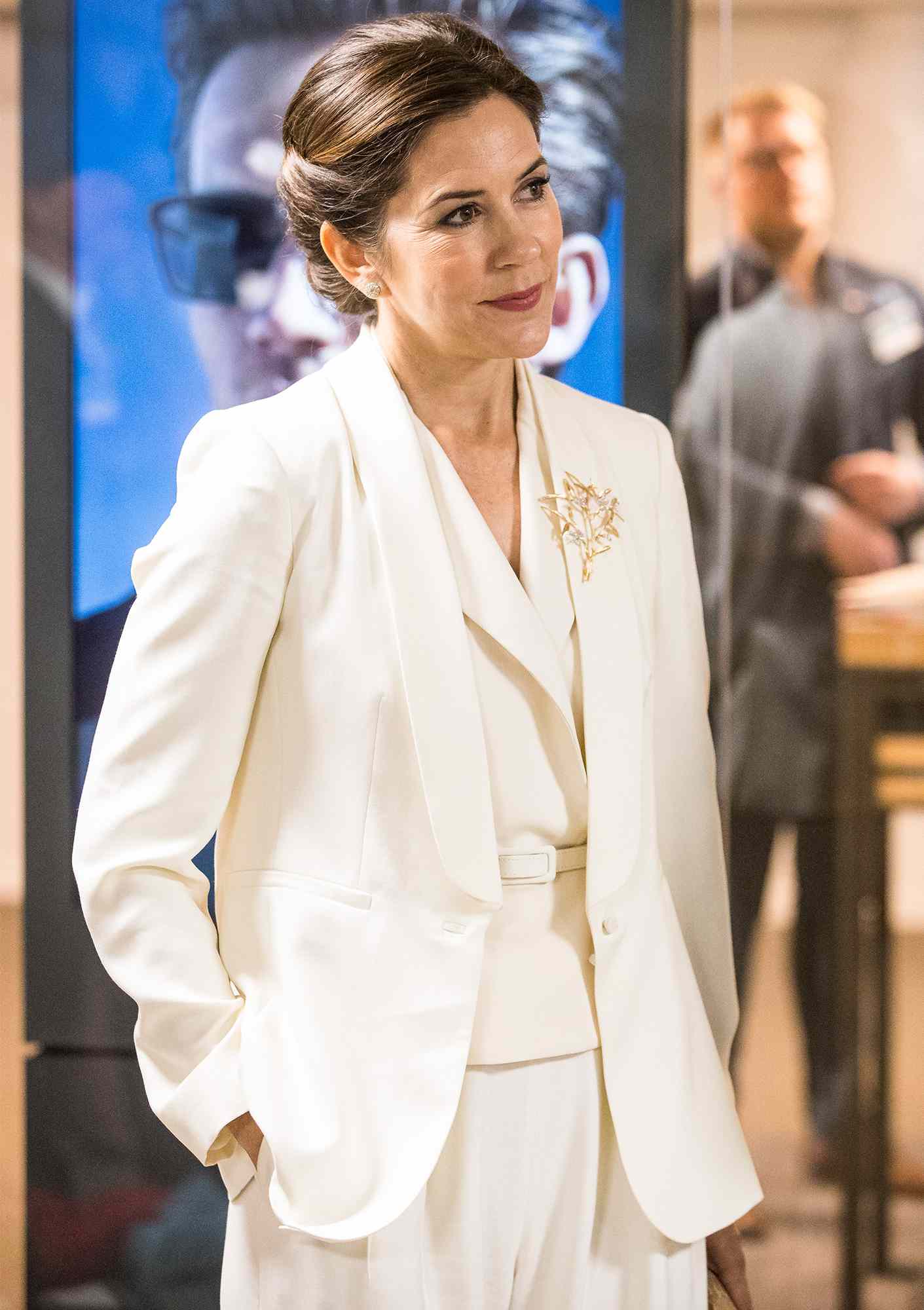 Crown Princess Mary of Denmark visiting the Designloungeon in Stockholm, Sweden.