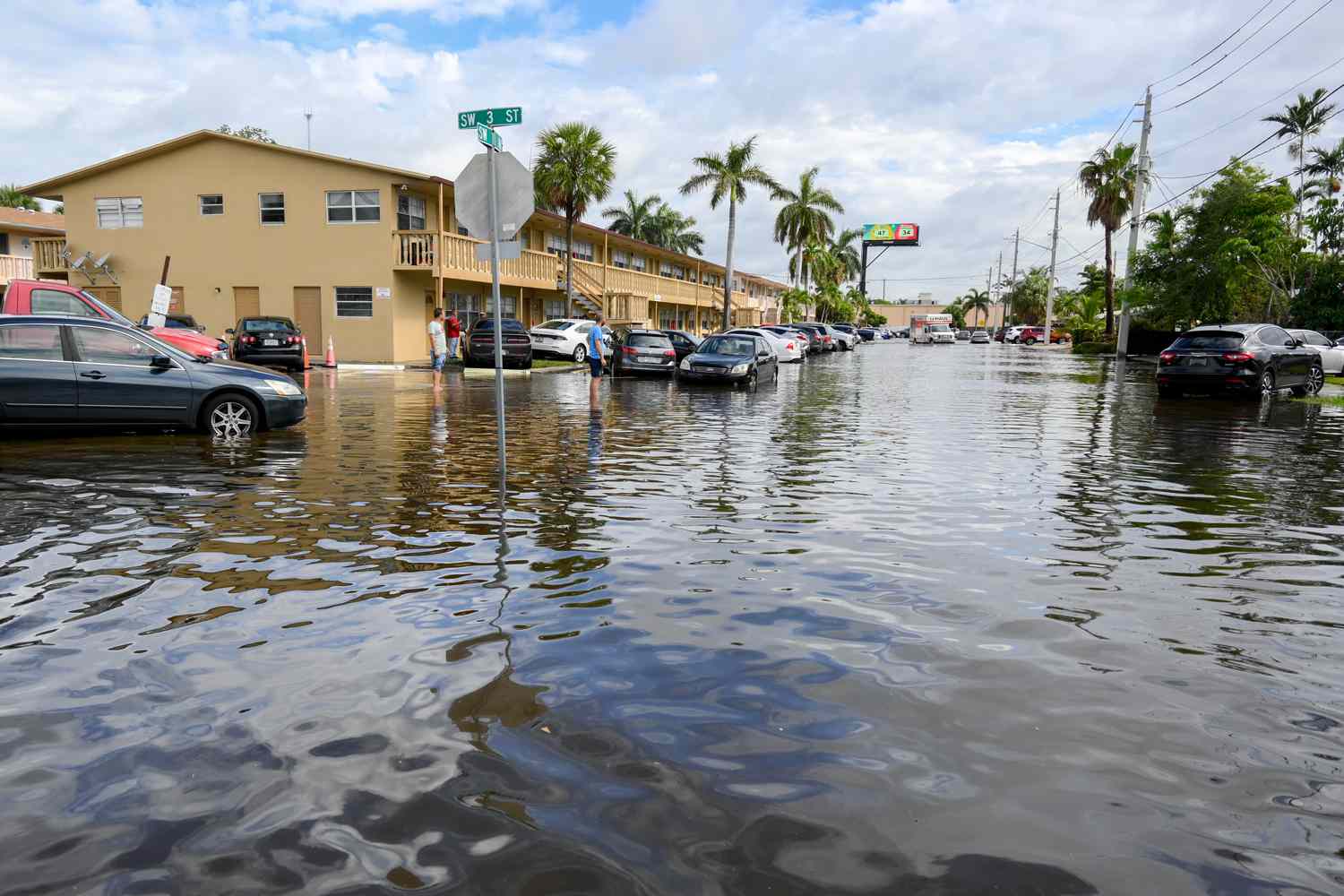A flooded street in South Florida on June 13, 2024