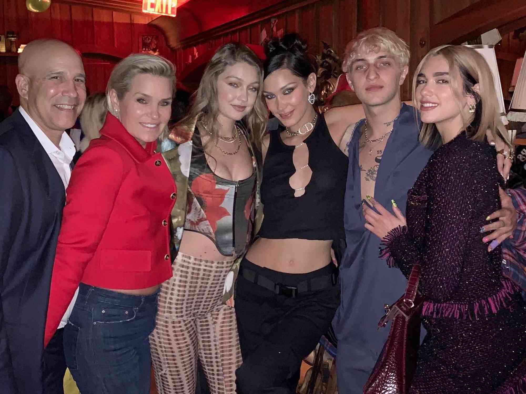 Yolanda Hadid, Joseph Jingoli, GIgi, Bella, and Anwar Hadid, Dua Lipa