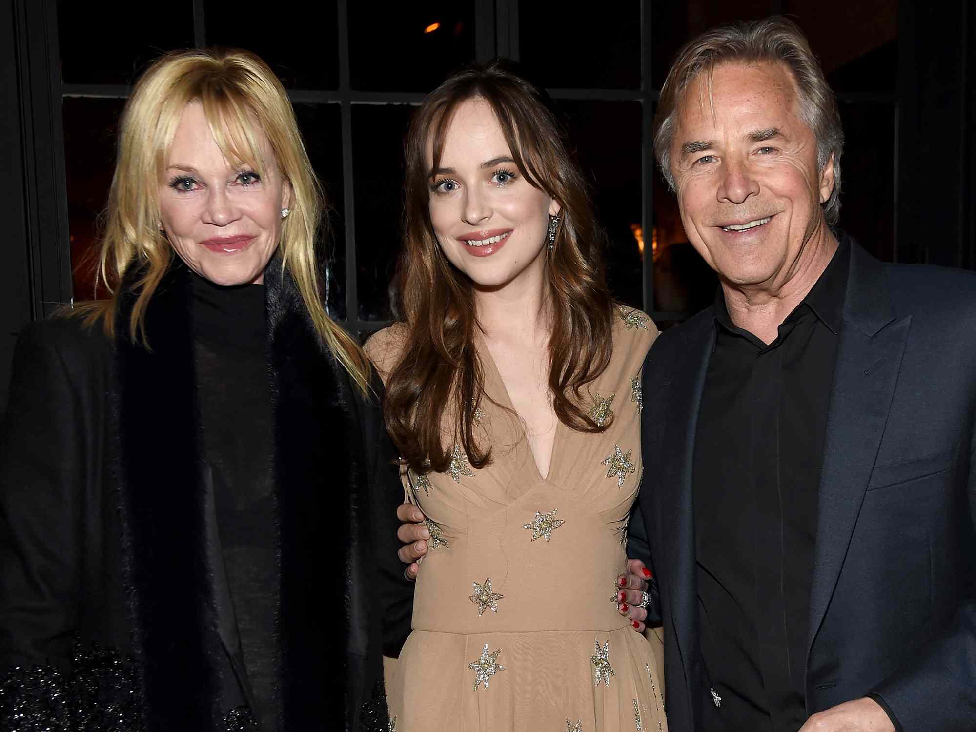 Melanie Griffith, Dakota Johnson and Don Johnson on Feb. 3, 2016