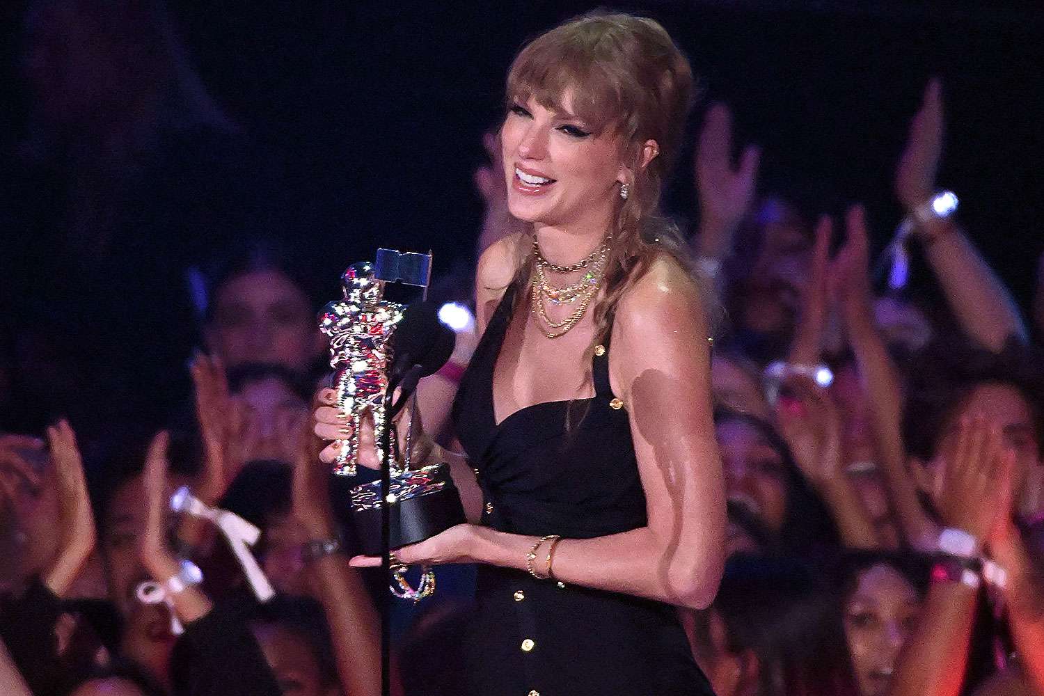 Taylor Swift accepts the Best Pop award for "Anti-Hero" onstage during the 2023 MTV Video Music Awards at Prudential Center on September 12, 2023 in Newark, New Jersey