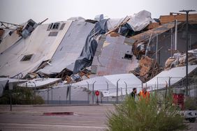 An overnight storm collapsed the roof of a warehouse in west Phoenix where one employee is unaccounted for on the morning of July 25, 2024.