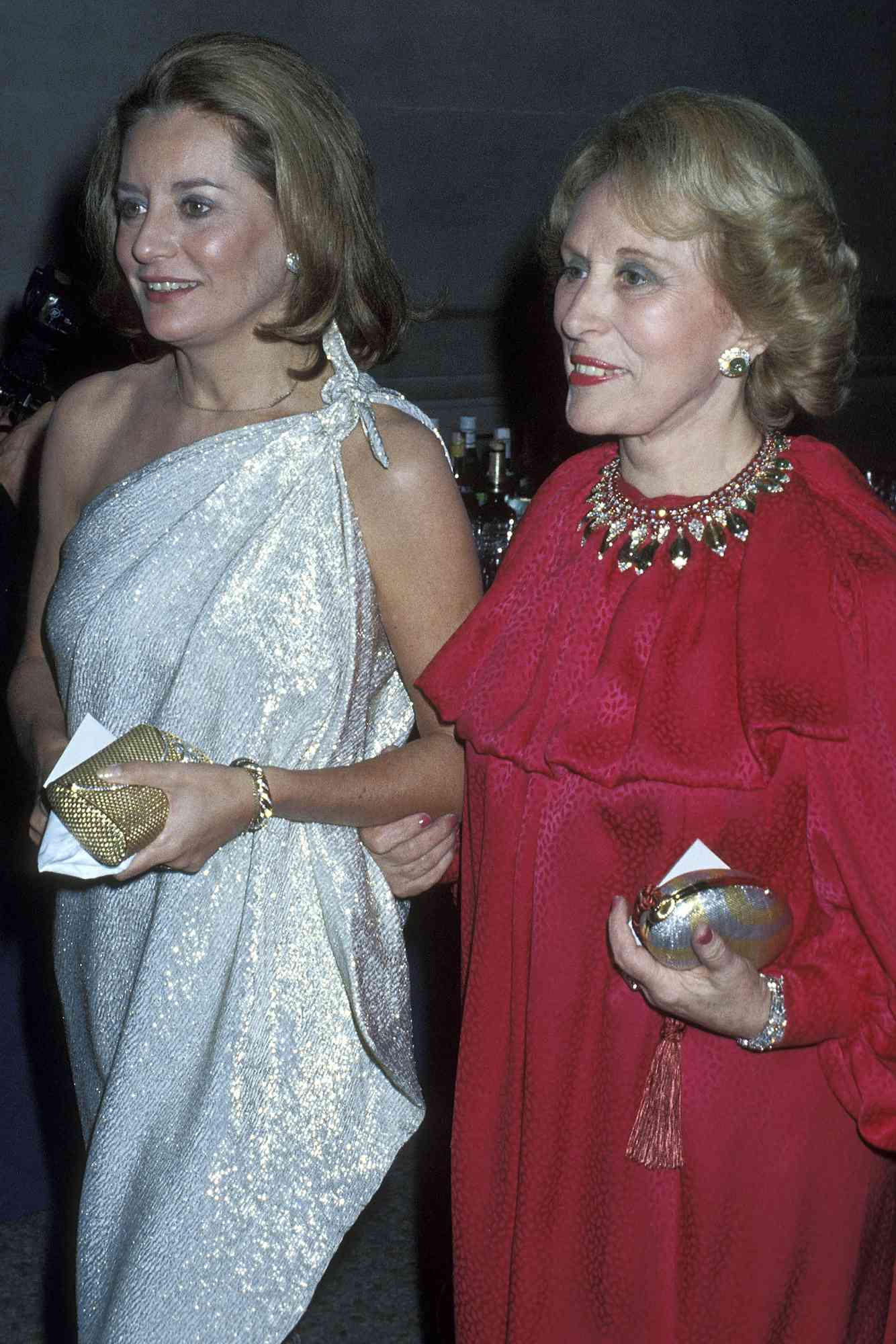 NEW YORK CITY - DECEMBER 12: TV journalist Barbara Walters and businesswoman Estee Lauder attend the Metropolitan Museum of Art's Costume Institute Gala Exhibition of "Vanity Fair: A Treasure Trove of the Costume Insitute" on December 12, 1977 at Metropolitan Museum of Art in New York City.