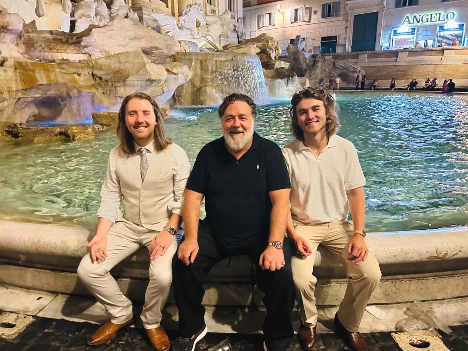 Russell Crowe and his sons Tennyson and Charles. 