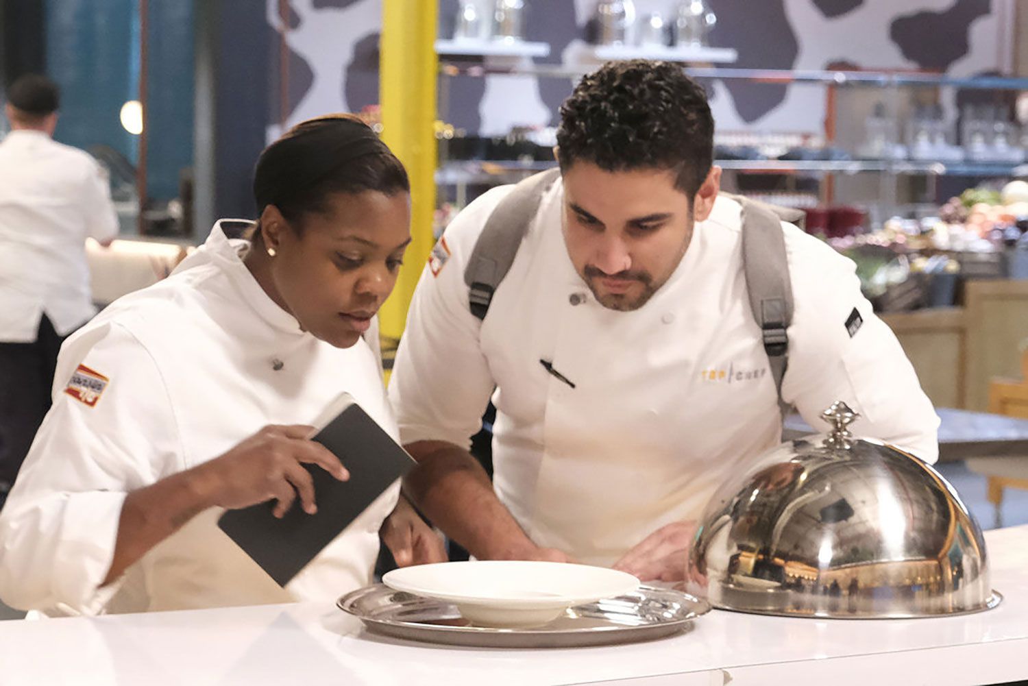 TOP CHEF -- "Lay It All on the Table" Episode 2111 -- Pictured: (l-r) Michelle Wallace, Manuel "Manny" Barella Lopez -- (