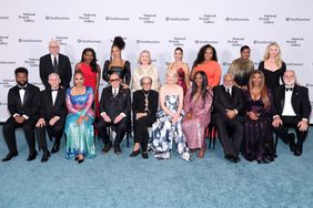 WASHINGTON, DC - NOVEMBER 12: (L-R) Baratunde Thurston, David Rubenstein, Anthony Fauci, Ava DuVernay, Isabel Wilkerson, Clive Davis, Alicia Keys, Hilary Rodham Clinton, Marian Wright Edelman, Kim Sajet, Sonya Haffey, Venus Williams, Isha Price, Lonnie G. Bunch, Mellody Hobson, Serena Williams, Laurene Powell Jobs and José Andrés attend the 2022 Portrait Of A Nation Gala on November 12, 2022 in Washington, DC. (Photo by Paul Morigi/Getty Images for National Portrait Gallery)