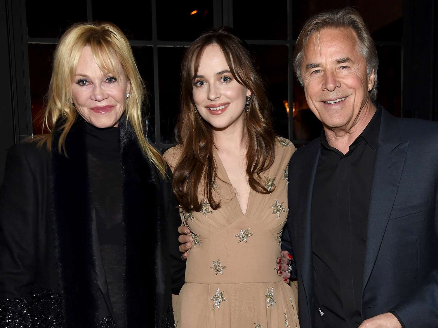 Melanie Griffith, Dakota Johnson, and Don Johnson attending the after party for the New York premiere of "How To Be Single" at the Bowery Hotel on February 3, 2016 in New York City.