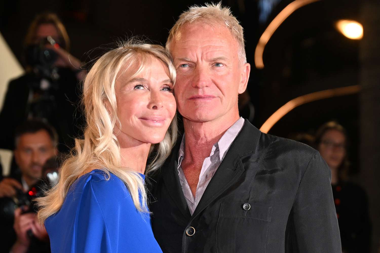 Sting (R) and his wife Trudie Styler arrive for the screening of the film 'Parthenope' at the 