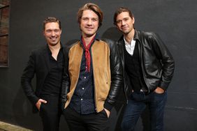 Brothers Isaac Hanson, Taylor Hanson and Zac Hanson of Hanson pose during a photo shoot in Sydney, New South Wales