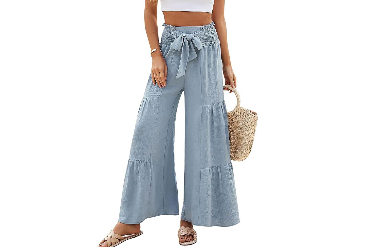 Blooming Jelly Women Linen Pants Summer Vacation Outfits Wide Leg