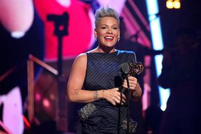 LOS ANGELES, CALIFORNIA - MARCH 27: (FOR EDITORIAL USE ONLY) Honoree P!NK accepts the iHeartRadio Icon Award onstage during the 2023 iHeartRadio Music Awards at Dolby Theatre in Los Angeles, California on March 27, 2023. Broadcasted live on FOX. (Photo by Kevin Mazur/Getty Images for iHeartRadio)