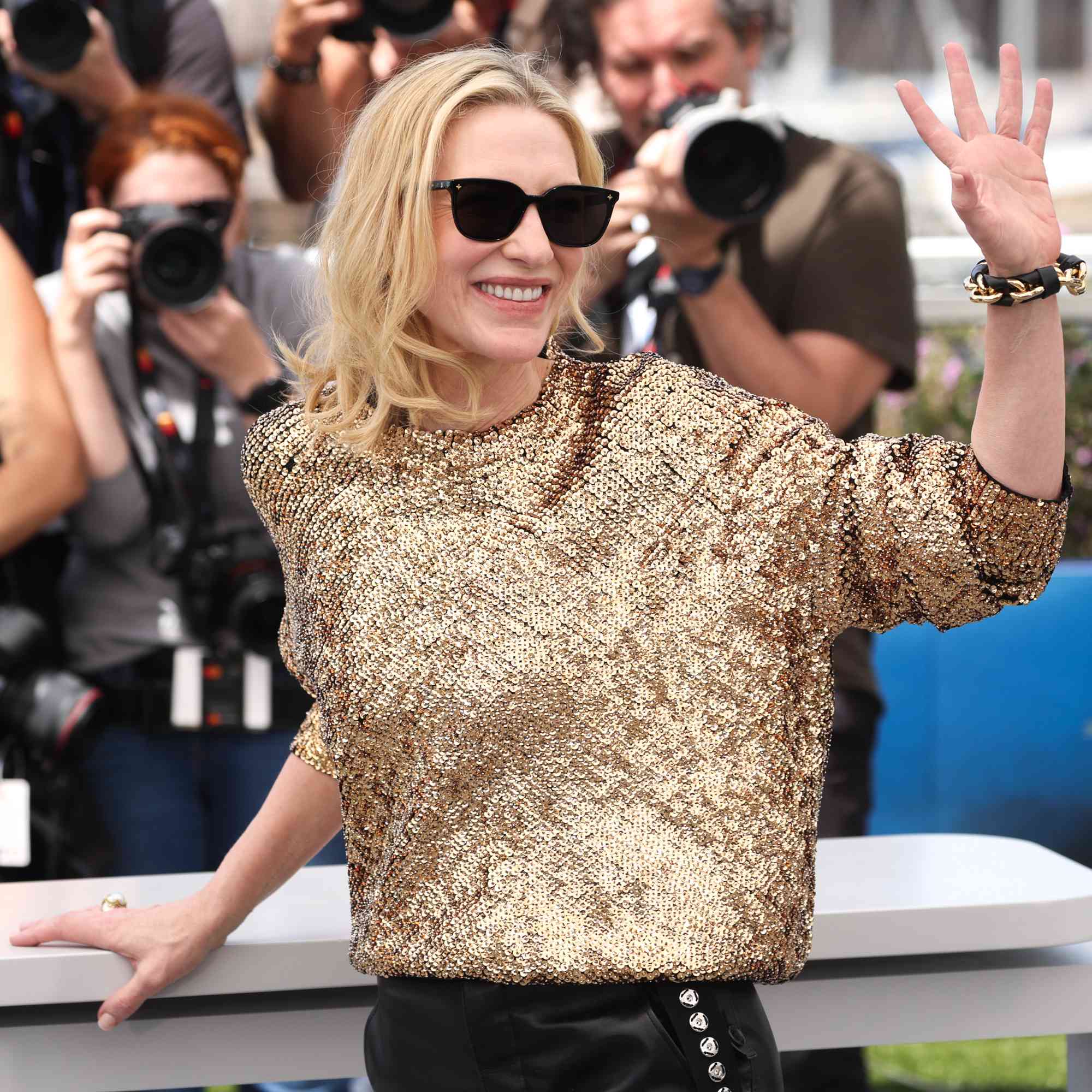 Cate Blanchett attends the Rumours Photocall at the 77th annual Cannes Film Festival at Palais des Festivals on May 19, 2024 in Cannes, France.