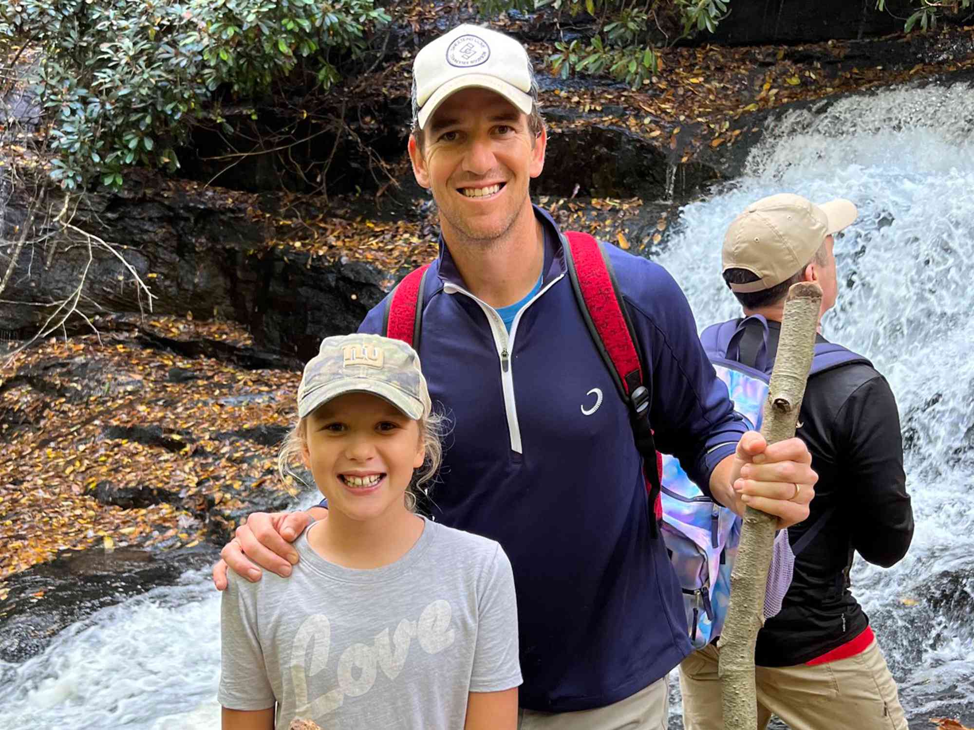 Eli Manning and Ava Frances on a hike