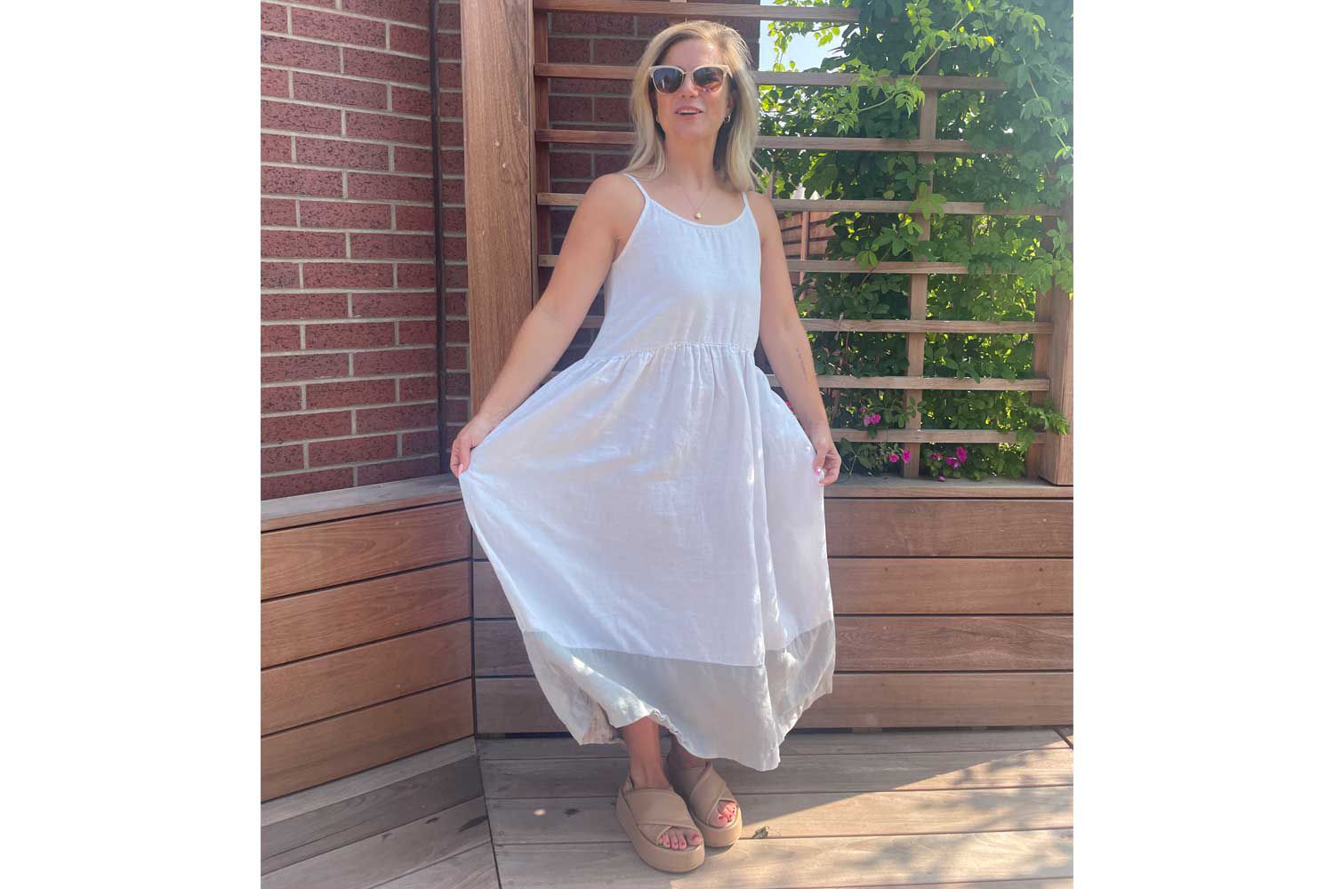 Person Wearing the Magic Linen Dress