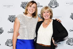 Katie Ledecky and her mother Mary Gen Ledecky arrive for the during 2023 Golden Goggle Awards at JW Marriott LA Live on November 19, 2023 in Los Angeles, California. 