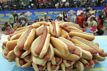 Atmosphere at the 2015 Nathan's Famous 4th Of July International Hot Dog Eating Contest at Coney Island on July 4, 2015 in New York City.