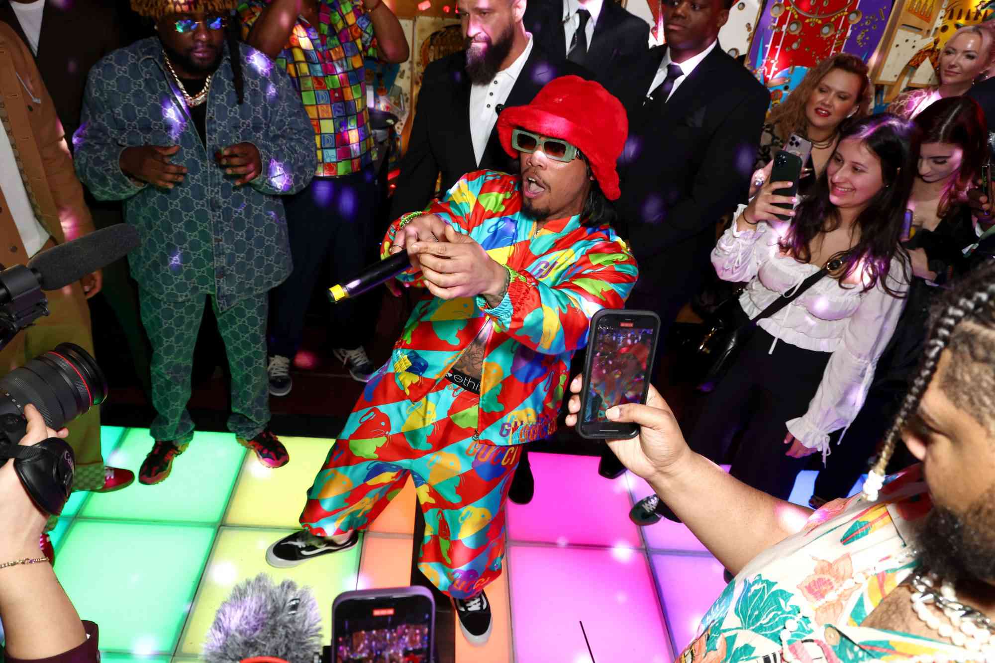 PHOENIX, ARIZONA - FEBRUARY 10: Anderson .Paak aka DJ Pee Wee, wearing Gucci, performs as Gucci & GQ Sports: Jalen Ramsey & GQ's Will Welch invite you to celebrate A Hero's Journey at Ziggy's Pizza on February 10, 2023 in Phoenix, Arizona. (Photo by Joe Scarnici/Getty Images for Gucci)