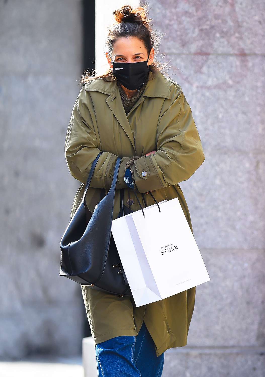 Katie Holmes is seen out and about in Manhattan on January 14, 2022 in New York City.