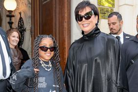 North West and Kris Jenner arrive at Balenciaga on July 06, 2022 in Paris, France. 