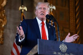 Republican presidential candidate former President Donald Trump speaks during a press conference at Mr. Trump's Mar-a-Lago estate on August 08, 2024, in Palm Beach, Florida. 