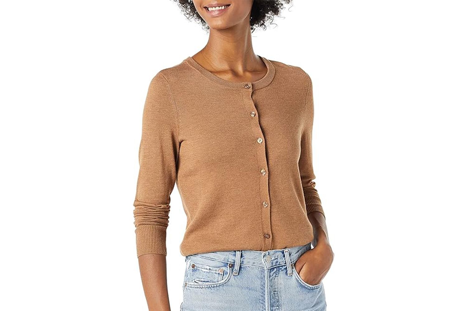 Amazon Essentials Women's Lightweight Crewneck Cardigan Sweater