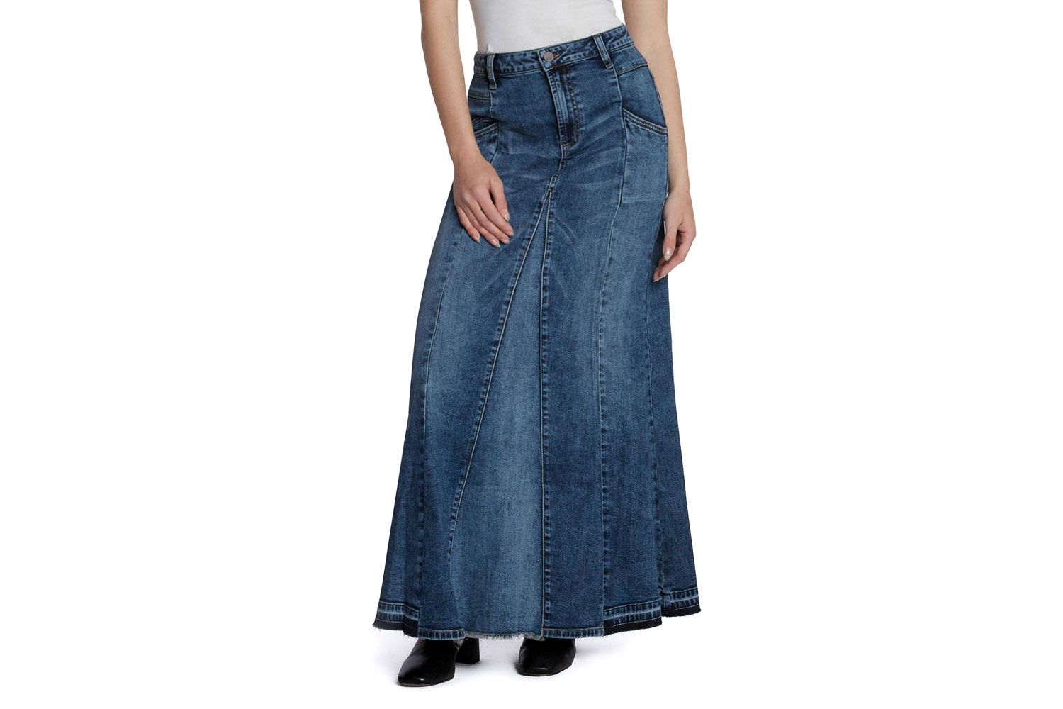 Nordstrom Bliss Flare Denim Maxi Skirt Wash Lab Denim