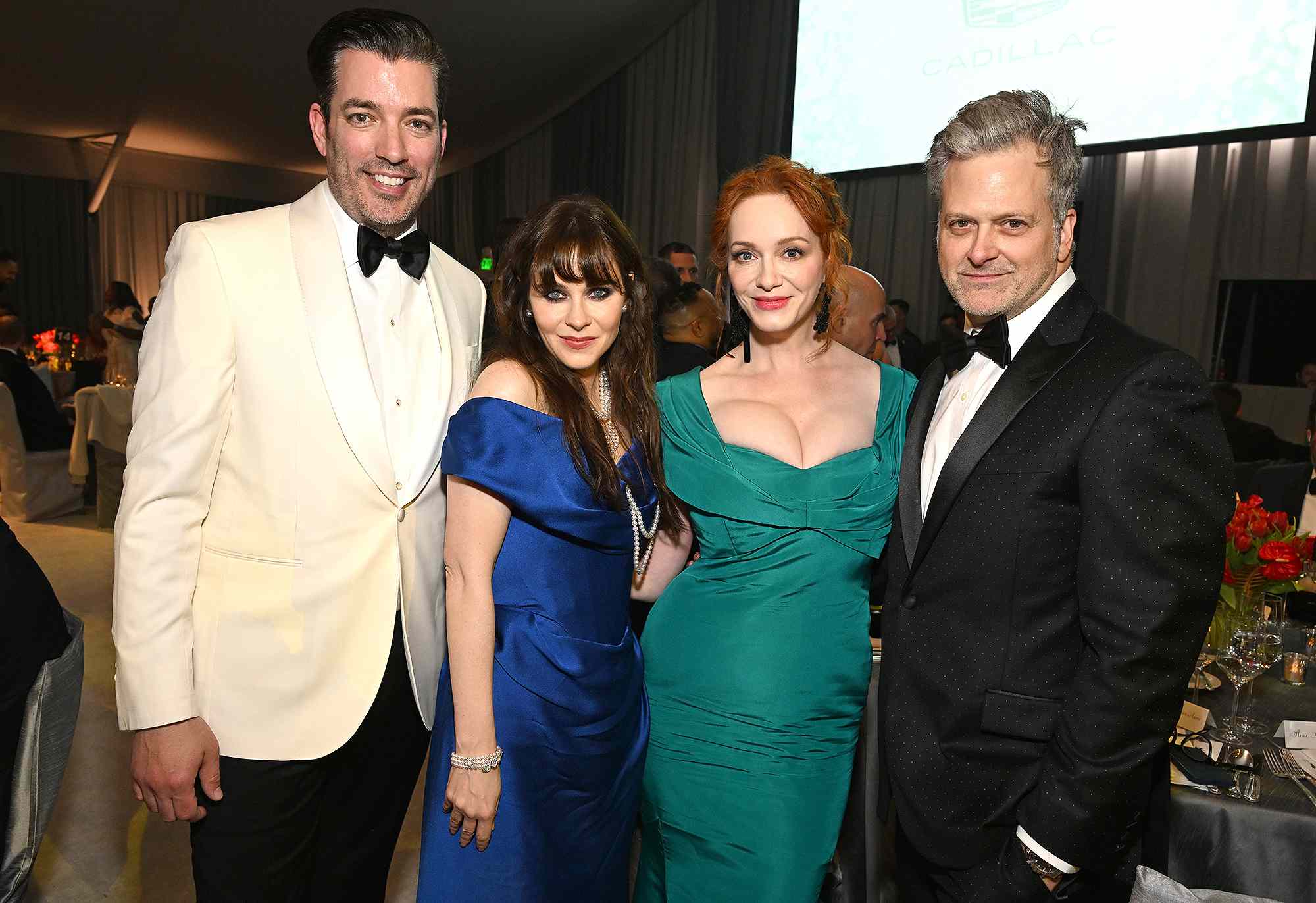 Jonathan Scott, Zooey Deschanel, Christina Hendricks and George Bianchini