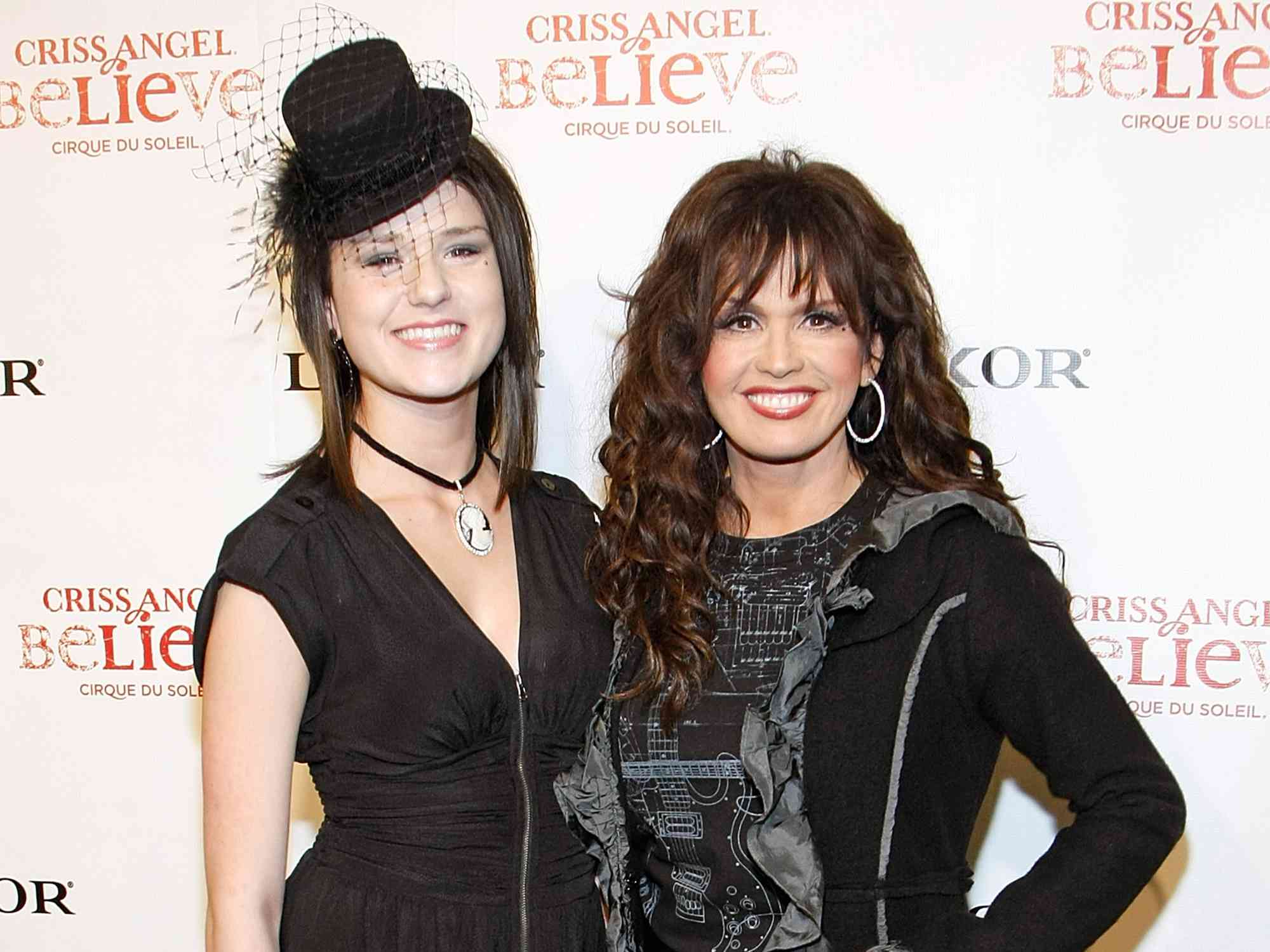 Marie Osmond (R) and her daughter Rachael Blosil arrive at the gala premiere of "Criss Angel Believe" by Cirque du Soleil 2008