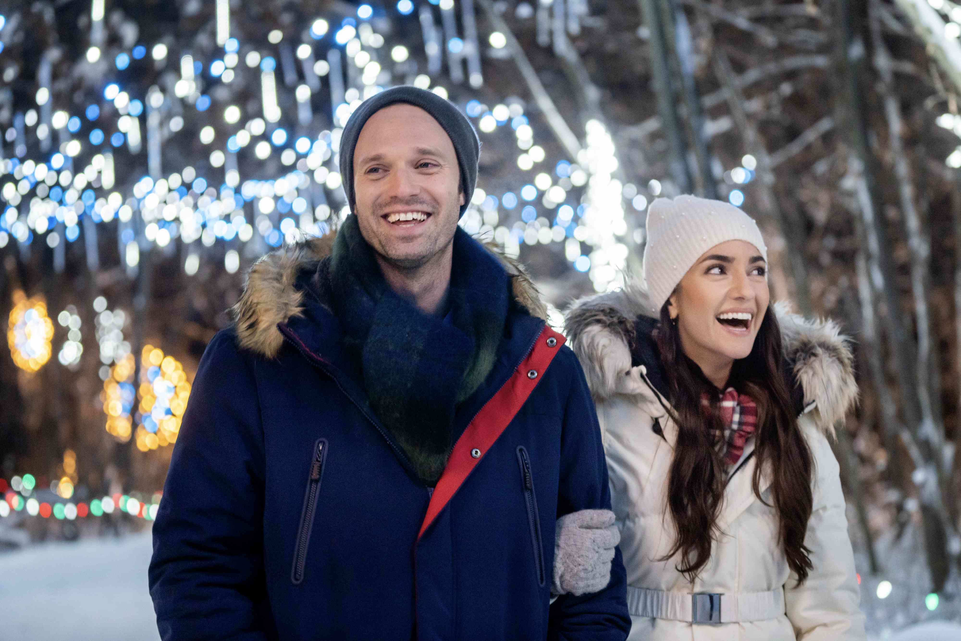 A+E Networks Lifetime's holiday movies 2023 Laughing All The Way Paniz Zade and Jake Epstein