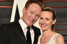 Conan O'Brien (L) and Liza Powel arrive at the 2016 Vanity Fair Oscar Party at Wallis Annenberg Center for the Performing Arts on February 28, 2016 in Beverly Hills, California