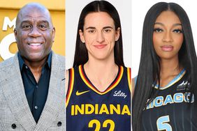 Magic Johnson attends the Los Angeles premiere of Apple's "They Call Me Magic" at Regency Village Theatre on April 14, 2022 in Los Angeles, California.; Caitlin Clark #22 of the Indiana Fever poses for a portrait during the WNBA Indiana Fever Media Day on May 1, 2024 at Gainbridge Fieldhouse in Indianapolis, Indiana.; Angel Reese #5 pose for a head shot during 2024 WNBA media day on May 08, 2024 at Wintrust Arena in Chicago, Illinois. 