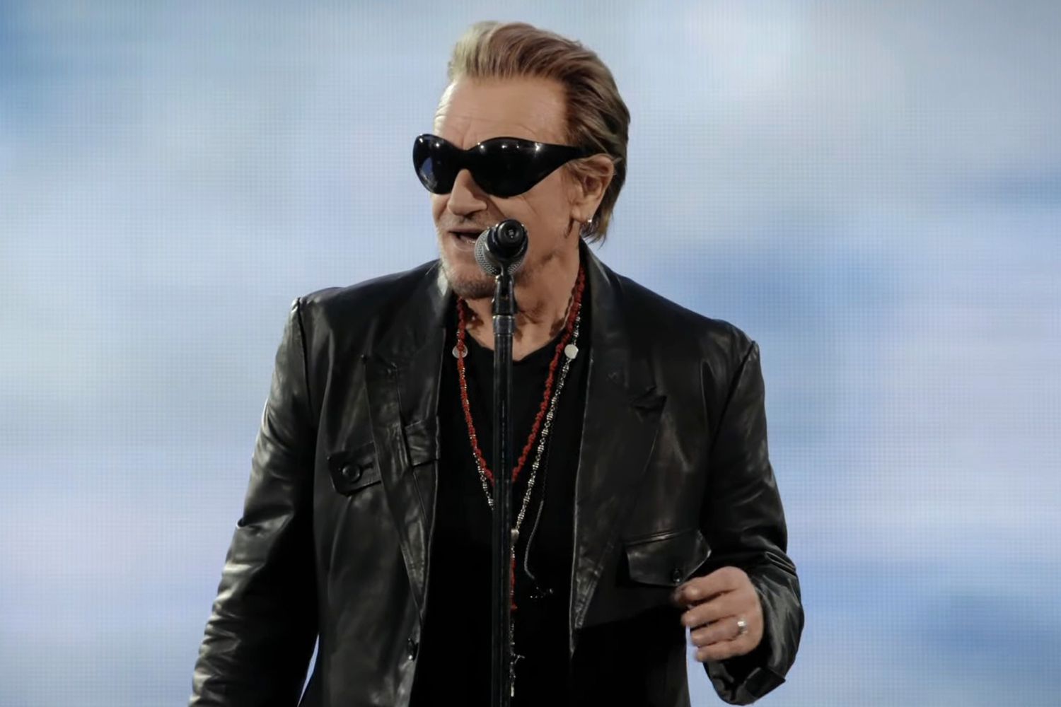 Bono of U2 performing at Sphere during the 2024 Grammys