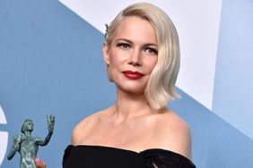Michelle Williams poses in the press room after winning the award for Outstanding Performance by a Female Actor in a Television Movie or Limited Series for "Fosse/Verdon" during the 26th Annual Screen Actors Guild Awards at The Shrine Auditorium on January 19, 2020 in Los Angeles, California.