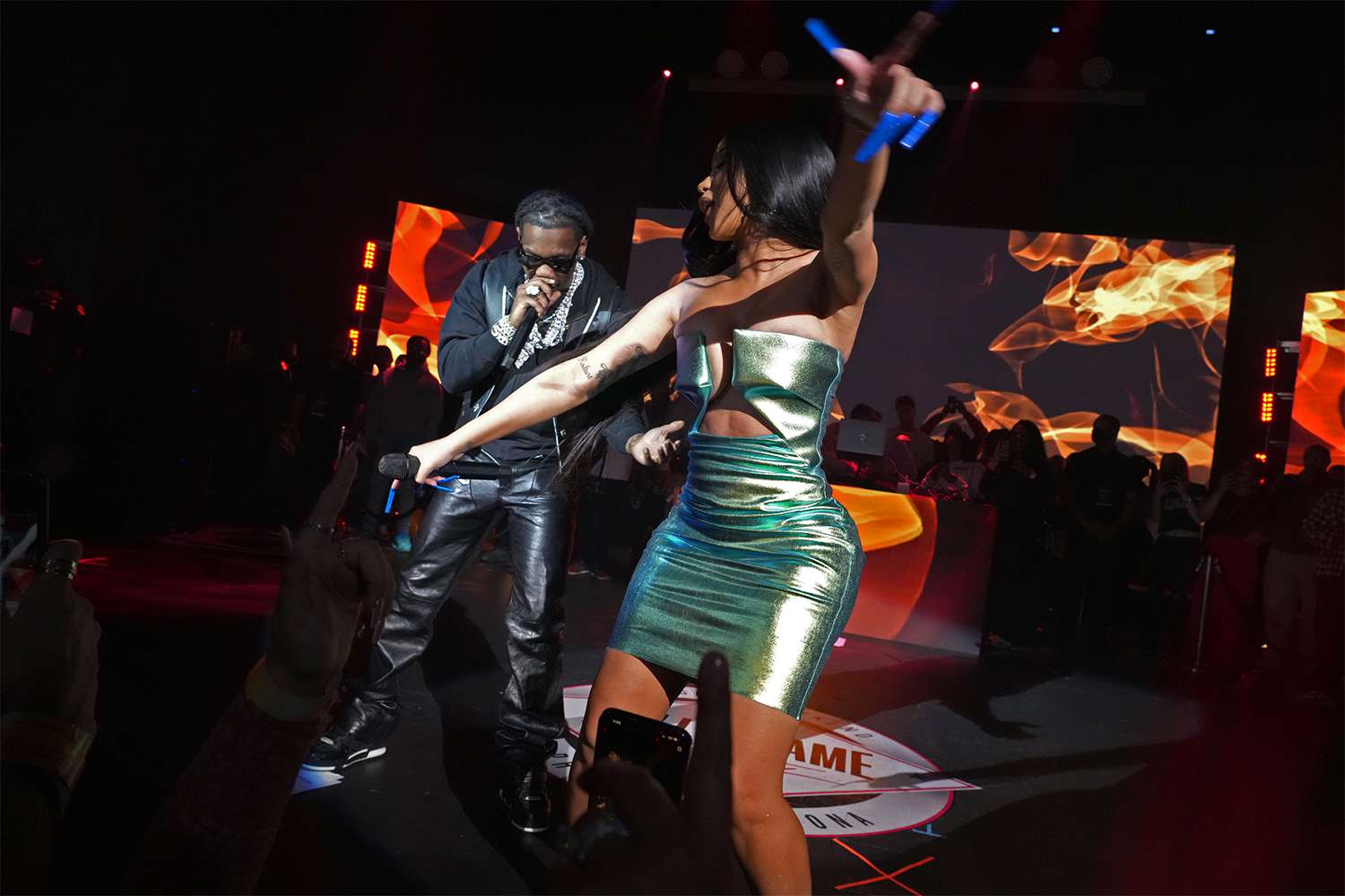 CHANDLER, ARIZONA - FEBRUARY 11: Offset and Cardi B perform at Cardi B and Offset Headline Hall of Fame Party 2023 at Gila River Resorts & Casinos - Wild Horse Pass on February 11, 2023 in Chandler, Arizona. (Photo by Jeff Kravitz/FilmMagic for Capture Studio Group)